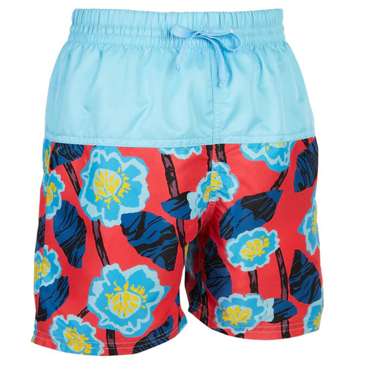 Boy's Board Swim Shorts - Floral Blue