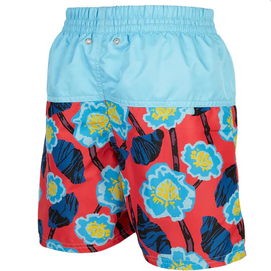 Boy's Board Swim Shorts - Floral Blue