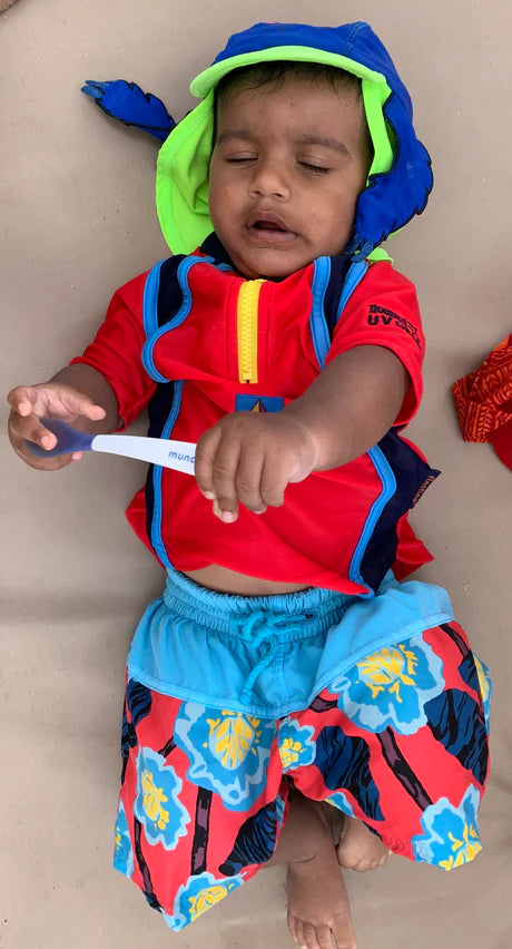 Boy's Board Swim Shorts - Floral Blue