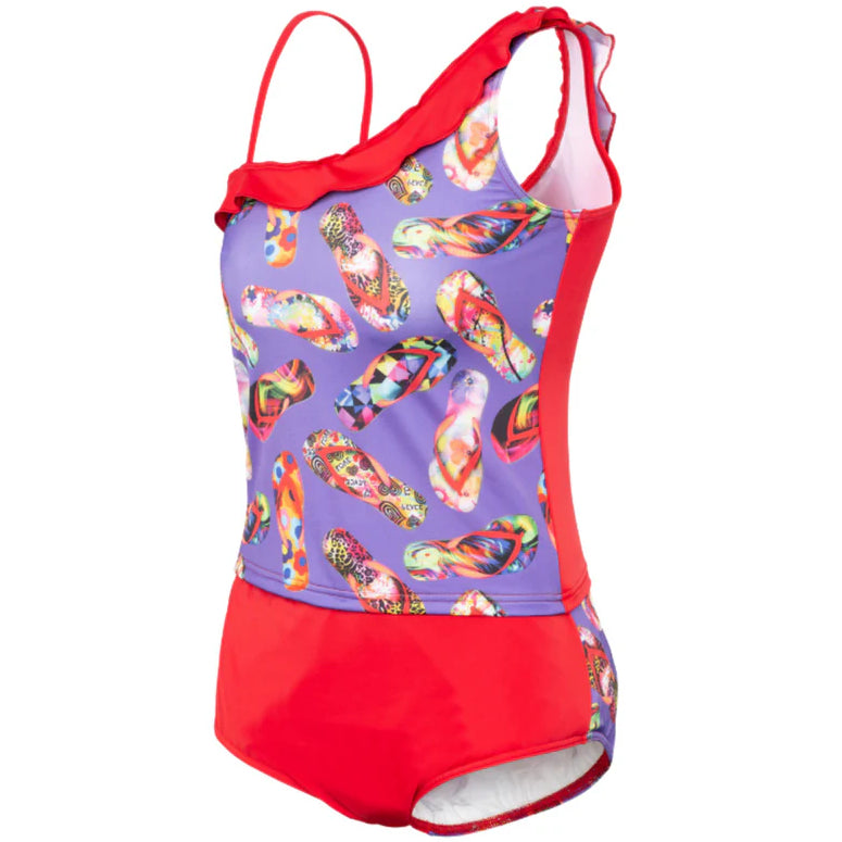 Girl's Flipflop Tankini with briefs swimsuit - purple