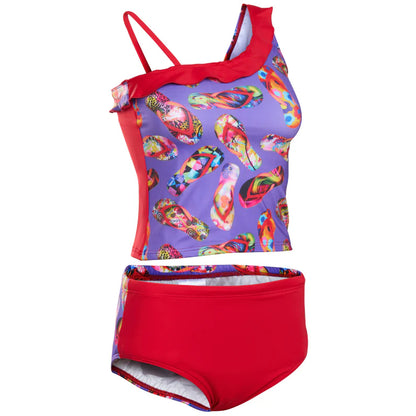 Girl's Flipflop Tankini with briefs swimsuit - purple