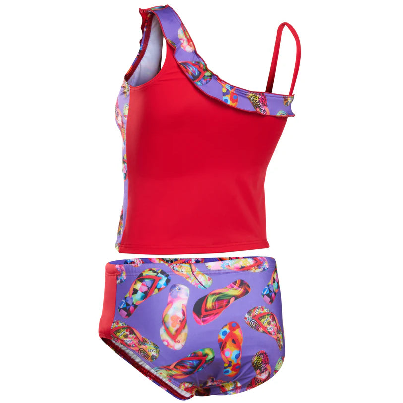 Girl's Flipflop Tankini with briefs swimsuit - purple