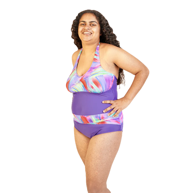 Női egyrészes fürdőruha - indigó