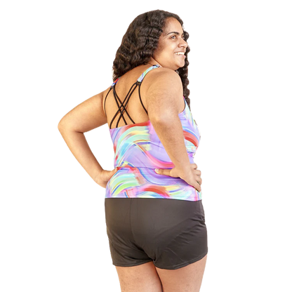 Női tankini rövidnadrággal - indigó